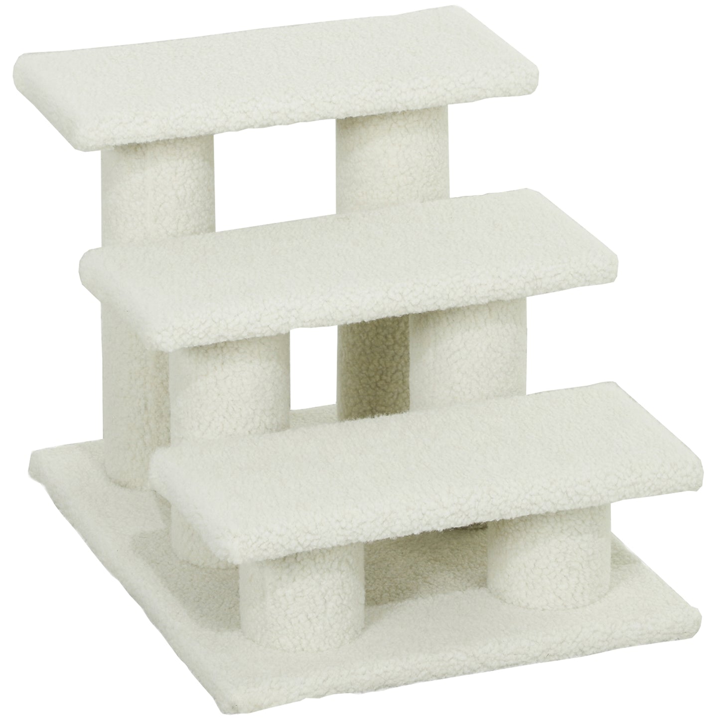 18" 3 Tier Pet Stairs Dog Cat Step Scratch Post Furniture, Light Brown