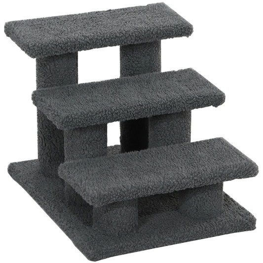 18" 3 Tier Pet Stairs Dog Cat Step Scratch Post Furniture,  Grey