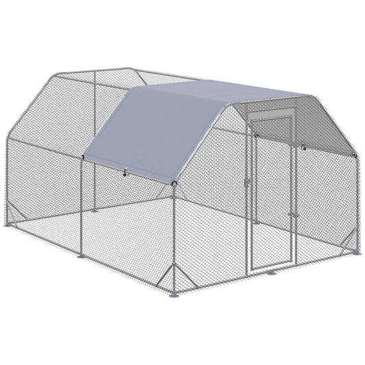 10-12 Chicken Metal Coop Walk-In Run Outdoor Cover Backyard Farm 12.5' x 9.2' x 6.4'