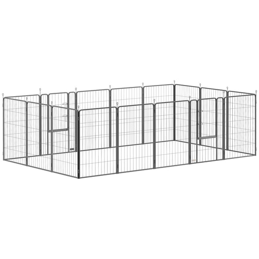 16 Panels Dog Playpen with Straps, Portable & DIY, for Large Dogs, for Yard, RV, Camping, Garden, 39" Height