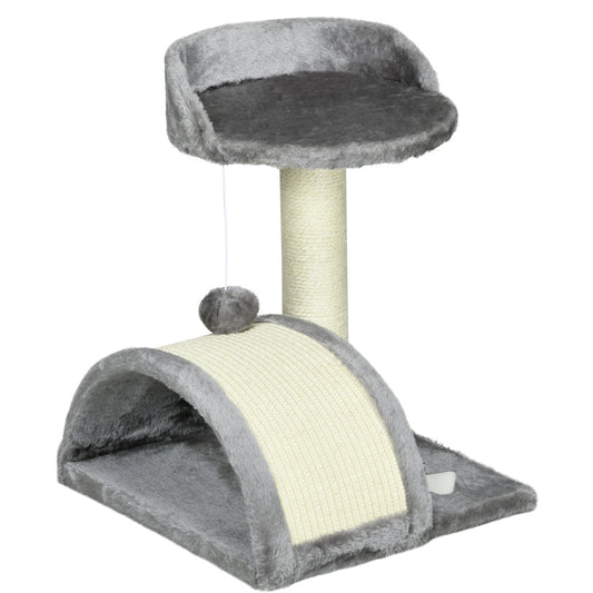 17" Cat Scratching Tree Kitty House Kitten Activity Center Pet Bed Post Furniture Hanging Toy Grey
