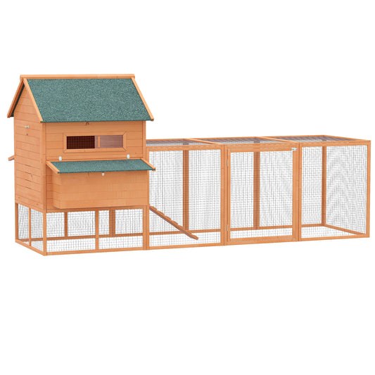 137" Wooden Chicken Coop Hen House Rabbit Hutch Deluxe Poultry Cage with Nesting Box Orange